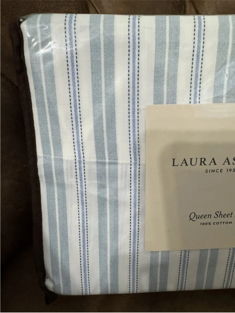 Laura Ashley Fern Blue Queen 300 Thread Count Cotton Sheet Set NWT
